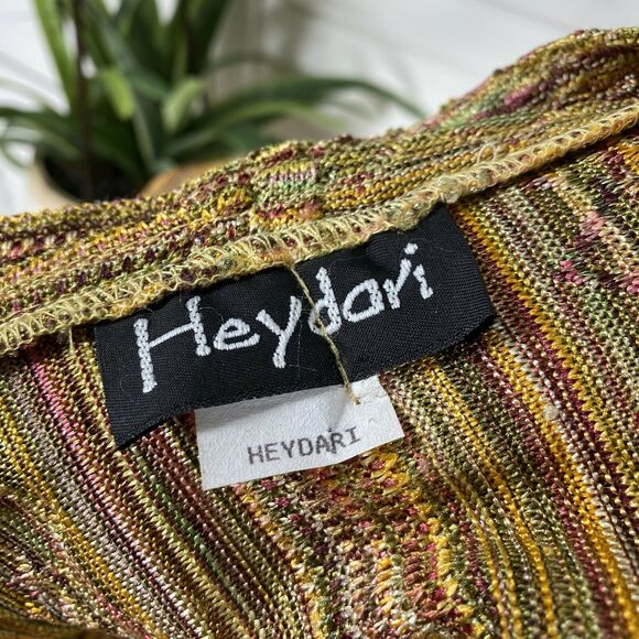 Heydari Twin Set Tank Top Cardigan Sweater Shimmer Striped Lagenlook Art Size L - Picture 7 of 11